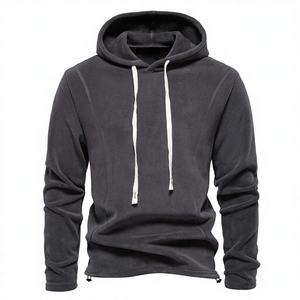 Nouveau sweat à capuche en molleton uni pour homme, coupe ample, manches longues, tendance, tout-aller, teinture unie, thermique, automne et hiver - Product Image 4