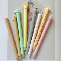 Stylos gel effaçables à l'encre thermosensible, design mignon kawaii sur le thème des animaux du zoo, pour étudiants
