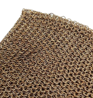 Malla de cadena trenzada de acero inoxidable electrochapado en bronce antiguo de alta uniformidad, ultraflexible, irrompible, de tejido liso