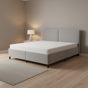 Cadre de lit capitonné en velours gris clair California King, design minimaliste et doux - Product Image 2