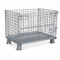 Cage à palettes pliable en treillis métallique robuste, conteneur d'entrepôt pliable, revêtement en poudre, hauteur 3000 mm pour usage industriel