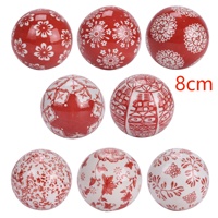 RZTO-Ball Handgefertigte Chinesische Blau-Weiße Schneeflocken-Porzellanbälle mit Verschiedenen Roten Mustern für Weihnachtsdekoration Osterei