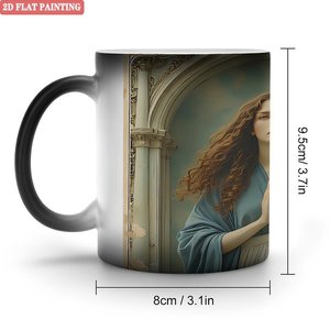 Mug magique en céramique 11oz noir givré activé par la chaleur, tasse à boire pour le bureau - Product Image 1