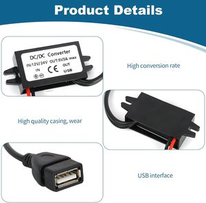 Toaluea <span class=keywords><strong>DC</strong></span>-<span class=keywords><strong>DC</strong></span> 12V 5V 12W 3A 5A IP67 Buck mô-đun chuyển đổi cổng <span class=keywords><strong>USB</strong></span> kép <span class=keywords><strong>DC</strong></span> xe Power <span class=keywords><strong>Adapter</strong></span> 46x24x14mm >93% hiệu quả - Product Image 5
