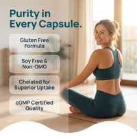 Qbioflex Offre Spéciale Nature Made Glycinate de Magnésium HALAL Sans Gluten Compléments de Magnésium en Capsules pour Adultes