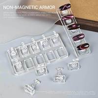Plaque de base transparente en acrylique pour la pratique du nail art, support d'affichage magnétique non-magnétique pour ongles effet œil de chat