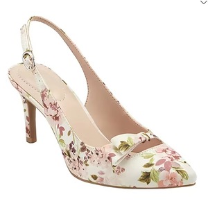 New Fashion Elegant Gentle Upper Floral-print <b>Heeled</b> Sandals Pointed <b>Toe</b> <b>Closed</b> <b>Toe</b> Side Bow Back Strap for Women Fit for Causal - Product Image 2
