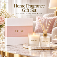 Coffret Cadeau Luxe de Diffuseur à Bâtonnets et Bougie Parfumée Marque Privée – Ensemble Personnalisé de Diffuseur d'Arômes et Bougies à Fort Parfum pour Maison et Bureau