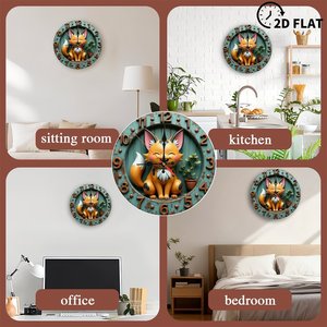 Round Wooden Wall Clock 25x25Cm <b>Retro</b> Farmhouse Silent Non Ticking Living Room <b>Decor</b> - Product Image 3