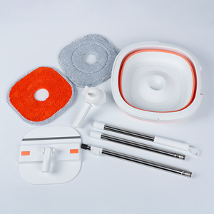 Ensemble <span class=keywords><strong>seau</strong></span> et serpillière <span class=keywords><strong>avec</strong></span> roues 6-en-1 multifonctionnel, <span class=keywords><strong>balai</strong></span> plat, raclette et <span class=keywords><strong>balai</strong></span> à essorer, <span class=keywords><strong>seau</strong></span> pliable <span class=keywords><strong>avec</strong></span> 2 têtes de serpillière, outil de nettoyage - Product Image 2