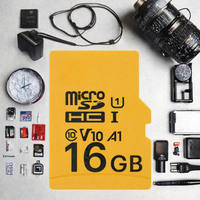 Carte mémoire jaune 16 Go UHS-I U1 V10 A1 Vitesse de lecture maximale pour Smartphone/Tablette Fabriquée en Chine