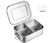 Boîte à bento en acier inoxydable Golden Key Wholesale de 1400 ml avec compartiments, étanche, en métal, avec clips de verrouillage, personnalisable OEM