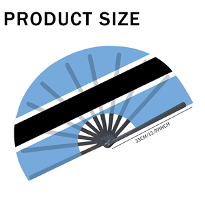 Éventails pliants en bambou avec drapeau du Botswana pour la vente en gros – Parfaits pour le carnaval, les mariages, les festivals, les fêtes et les agences de voyage - Product Image 2