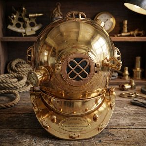 Casco Medieval de Latón Vintage, Réplica del Casco Mark V de la Marina de los Estados Unidos, Decoración Náutica Antigua para el Hogar y la Oficina, Pulido Premium - Product Image 3
