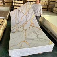 Panneaux muraux en PVC imperméables à revêtement UV, imitation marbre, haute brillance, pour hôtels, villas et salles, prix de gros