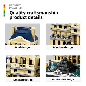 Bloques de Construcción de Plástico ABS Wange, Serie de Arquitectura del Louvre de París, <span class=keywords><strong>Francia</strong></span>, Juguete Educativo de Ensamblaje de Bloques de Piezas Pequeñas para Todas las Edades - Product Image 3