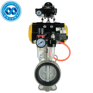 Vannes papillon pneumatiques à opercule avec unités FRL pneumatiques, DN50 à DN400, vente directe usine - Product Image 2