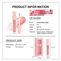 Rouge à lèvres mat à faible MOQ, gloss à lèvres pailleté OEM sous marque privée, sans transfert, avec ingrédients naturels pour les soins de la peau