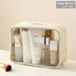 Borsa da viaggio <span class=keywords><strong>trasparente</strong></span> impermeabile in pelle PU e PVC con cerniera, grande capacità, per cosmetici e articoli da toeletta - Product Image 4