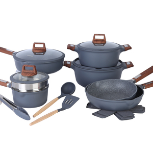Ensemble de <span class=keywords><strong>cuisine</strong></span> moderne et minimaliste de 17 pièces en acier forgé, comprenant des poêles à frire de 24/28 cm, une casserole profonde de 28 cm, des couvercles à bord en silicone, pour une haute <span class=keywords><strong>cuisine</strong></span> et un design élégant - Product Image 2
