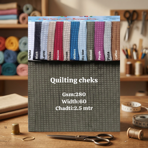 Tissu en Lycra matelassé à carreaux 280 GSM, 60 pouces, en polyester et élasthanne texturé, idéal pour vestes et survêtements – Vente en gros - Product Image 2