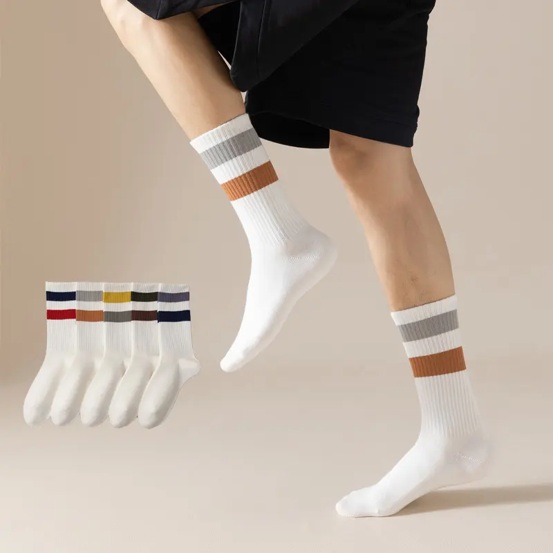 Toptan eski okul % 100% pamuk şerit çoraplar özel LOGO spor dikişsiz çorap sıkıştırma atletik ekip tüp çorap