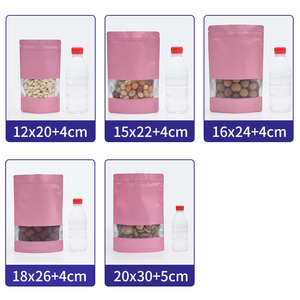 Moq thấp đã làm bao bì zip đứng lên túi màu hồng Mylar <span class=keywords><strong>Ziplock</strong></span> túi với cửa sổ để lưu trữ trà xanh sô cô la - Product Image 3