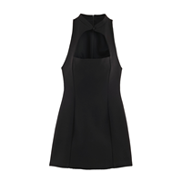 Robe décontractée pour femme à col mandarin, coupe trapèze, en tissu écologique lavable, imprimé numérique, fermeture éclair au dos, tenue d'été