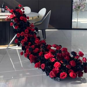 Quality Artificial Flower Ball Runner Garland pink <b>Red</b> Flower Table Runner Flowers Srunner Wedding Table - Product Image 2