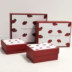 Wholesale Strawberry Cartoon Gift <b>Boxes</b> Fashion Paper Cardboard Case Embossing for Birthday Gifts Sponge for Women Kids <b>Present</b> - Product Image 2