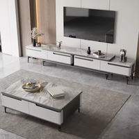 Meuble TV moderne de luxe extensible double face, meuble TV en bois moderne de luxe léger avec rangement, unité de meuble TV pour salon