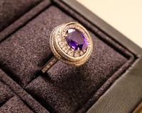 Cadeau unique : Bague en améthyste S925 : une bague pour le chakra du troisième œil favorisant le calme et la sagesse tout en éliminant les champs d'énergie négatifs