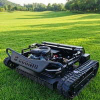Tondeuse à gazon sur chenilles télécommandée à essence multifonctionnelle 1300 mm avec batterie 48 V et démarrage à distance
