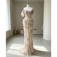 Robe de soirée sirène sans manches à volants Lakshmigown, avec appliques, perles, paillettes, dos lacé, traîne, couleur champagne, pour soirée formelle