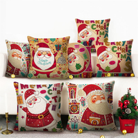 En stock, coussin décoratif de Noël, housse de coussin en lin, housse de coussin de Noël avec motif Père Noël, cerf, flocon de neige, bonhomme de neige