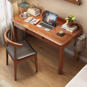 Solid Wood Computer <b>Desk</b> Rubber Wood With Drawer For Home Office Bedroom <b>Study</b> Furniture - Product Image 2