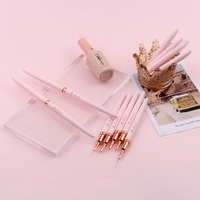 Ensemble de 7 pinceaux professionnels pour nail art à pointe ultra fine non-casseable, manche en aluminium rose doré, pour détails, peinture et UV Gel