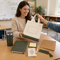 Kit de Regalo Personalizado para Maestros con Bolso Tote, Cuaderno, Vaso Térmico, Notas Adhesivas, Bolígrafo y Tarjeta de Agradecimiento para el Aula