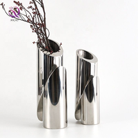 Arrangement de fleurs en acier inoxydable créatif minimaliste ornement Art abstrait grand diamètre bouche oblique Vase en métal décor à la maison