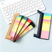 Règle pliable avec bloc-notes adhésif, onglets d'index multicolores, bloc-notes mémo, logo personnalisé, papeterie promotionnelle pour le bureau et l'école, feuilles détachables