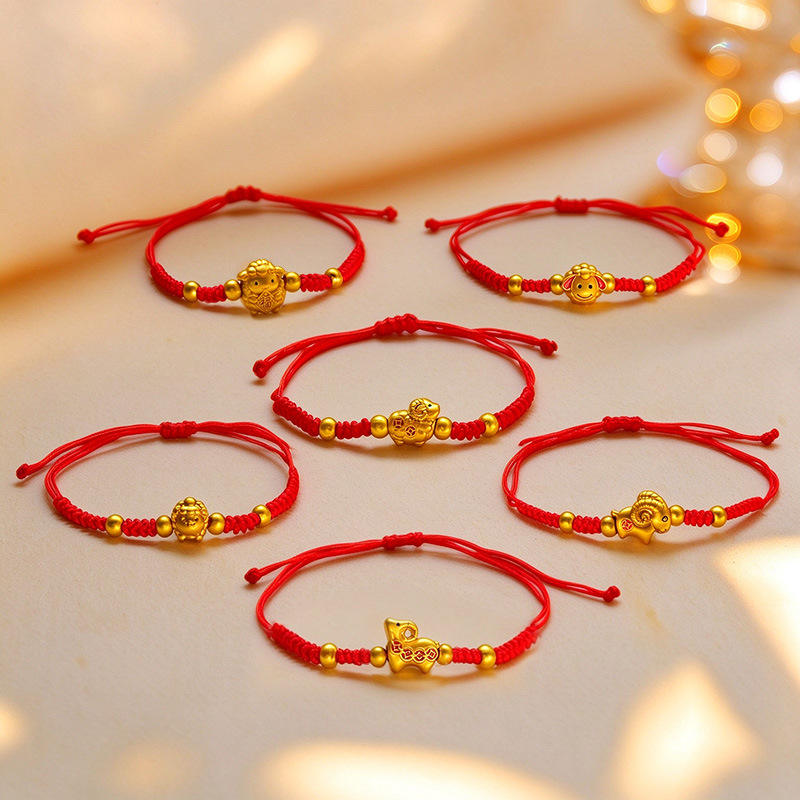 2027 Year of Goat Lucky Red Rope Bracelet Handmade Braided Zodiac ...