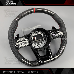 Volante de Fibra de Carbono Personalizado para <span class=keywords><strong>Mercedes</strong></span>-Benz W167 W205 W213 Clase G G63 Clase C Clase E GLE GLA <span class=keywords><strong>35</strong></span> 43 53 63 <span class=keywords><strong>AMG</strong></span> GT S65 - Product Image 3