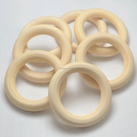 55mm Natural Unfinished Wood Macrame Circle Wooden Craft Ring for DIY Crafts