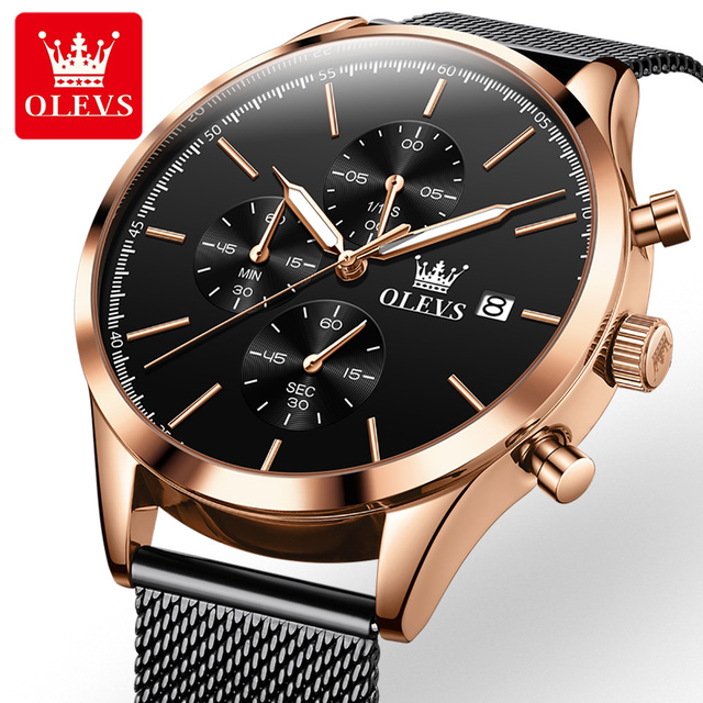 OLEVS 2881 Custom Branding Logo Men Watch OEM Private Label Watch Stainless Steel Mesh Men Arabic Numerals Watch