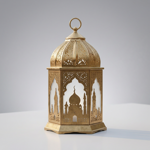 Última Novedad en Decoración para el Hogar para el Ramadán 2027, Farol de Vela de Metal y Vidrio Hecho a Mano en Marruecos, Estilo Antiguo, con Diseño de Mezquita - Product Image 5