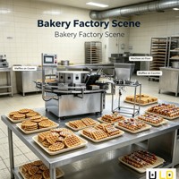 Nouvelle ligne de cuisson continue pour gaufres, chauffage électrique réglable 380V, formes personnalisables, machine à gaufres fourrées à la crème, aux fruits et aux noix