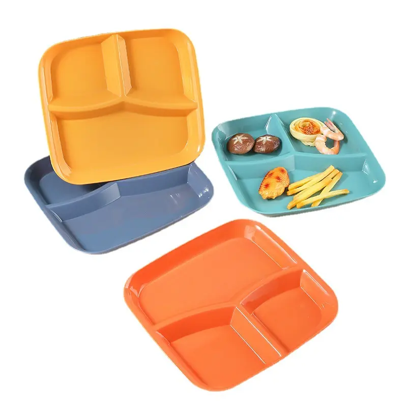 Nhựa Thực Phẩm Lưu Trữ Container Tái Sử Dụng Nhựa Bento Hộp Ăn Trưa 3 Ngăn Tái Sử Dụng Với Nắp Tấm Cho Trẻ Em Của Các Bên