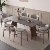Table de salle à manger extensible en bois massif avec plateau en marbre rectangulaire pour 4 à 6 personnes et ensemble de chaises