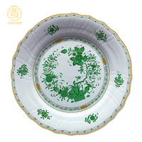 Service de vaisselle en porcelaine fine de style classique, assiettes vertes vintage en céramique pour restaurant, hôtel, événement
