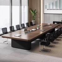 Table de conférence moderne en bambou HYZ-247X avec prise intégrée, capacité 16 personnes, design rectangulaire pour salle de formation, de négociation et de réunion